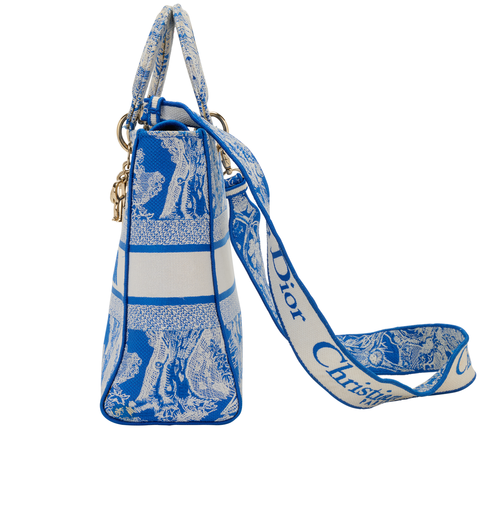Large Toile De Jouy D-Lite, &pound;1,700, Handbags, Blue, Canvas, Bottom view